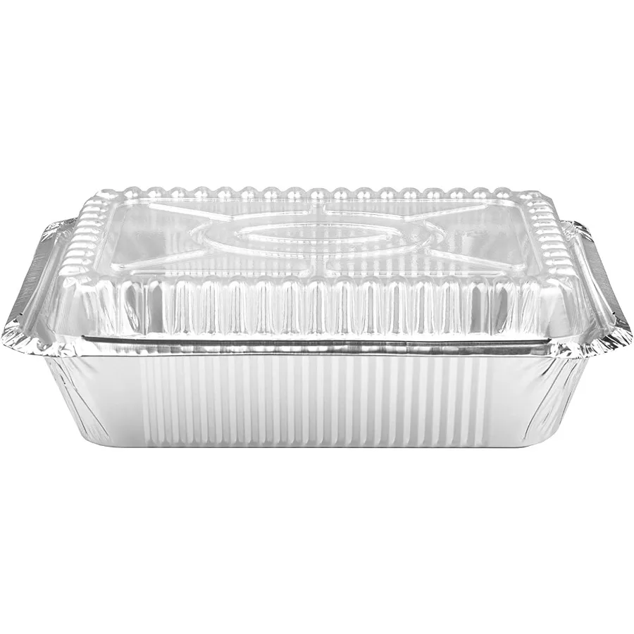 

Regular weight 9 x 13 Deep Half Size Disposable Aluminum Pan with Dome Lids For Thanksgiving Versatile Food Containers : Perfec