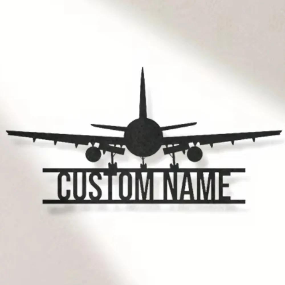 Trendy Stylish Tailored Airplane Wall Art in Metal. Personalized Monogram, Contemporary Design, Multipurpose Electric Wall Decor