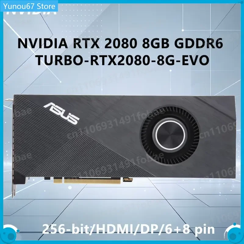 For ASUS NVIDIA RTX 2080 8GB GDDR6 GPU Turbo EVO Graphics Card Support PCI-E 3.0 HDMI DP for Desktop PC Video Card