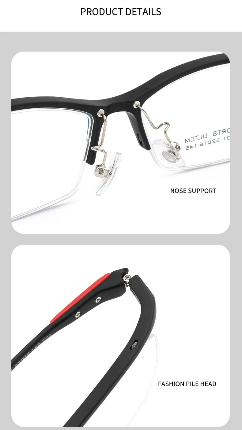 EYELUYAN Modische Sportliche Halbrandlose Optische Myopie-Brille Hochwertiger Halbrandloser Brillenrahmen 801 – Detail 4