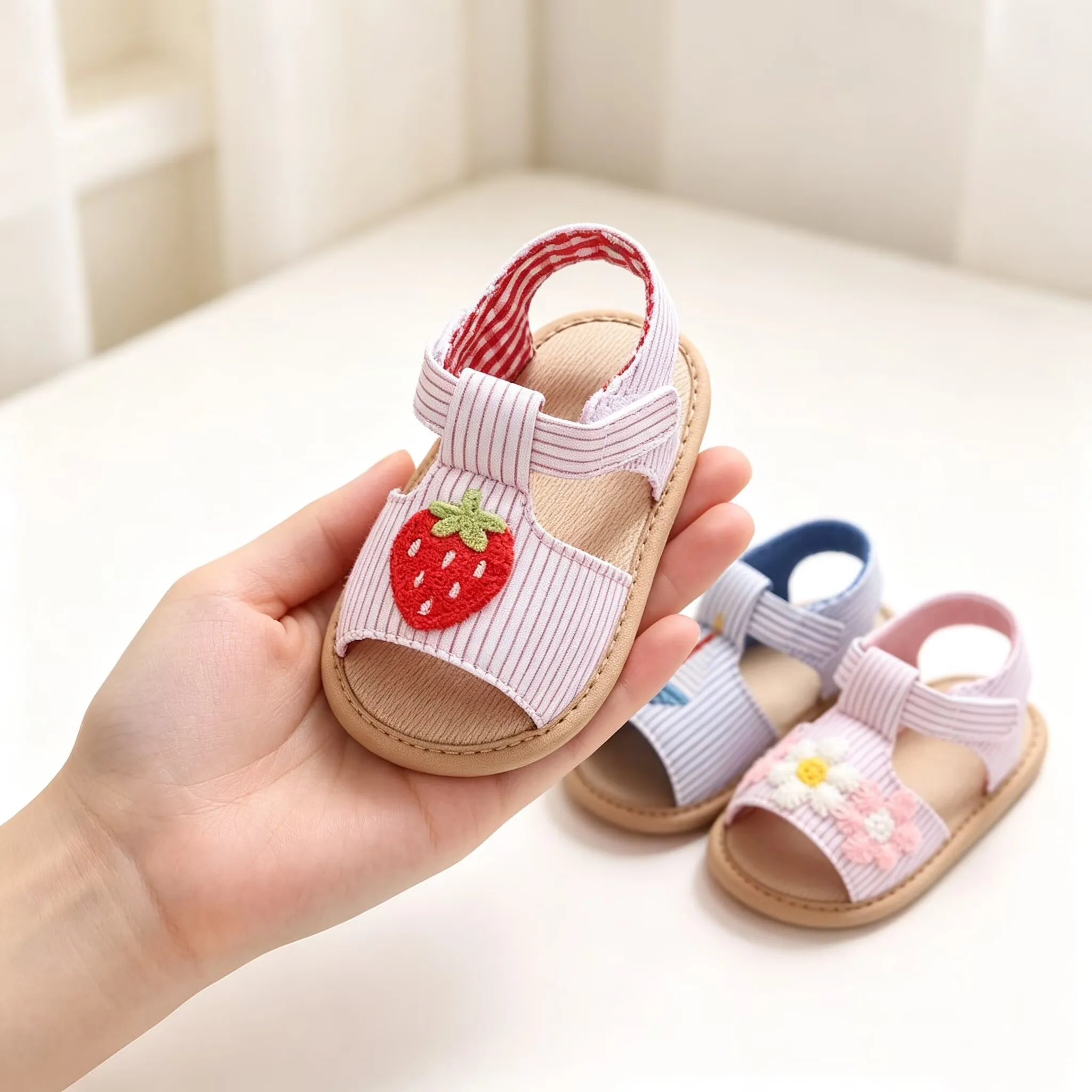0-1 Year NEW High-Quality Sandals Soft Sole Summer Infant Wedding Flat Shoes Beach Sandal Newborn Crib Shoes First Walkers