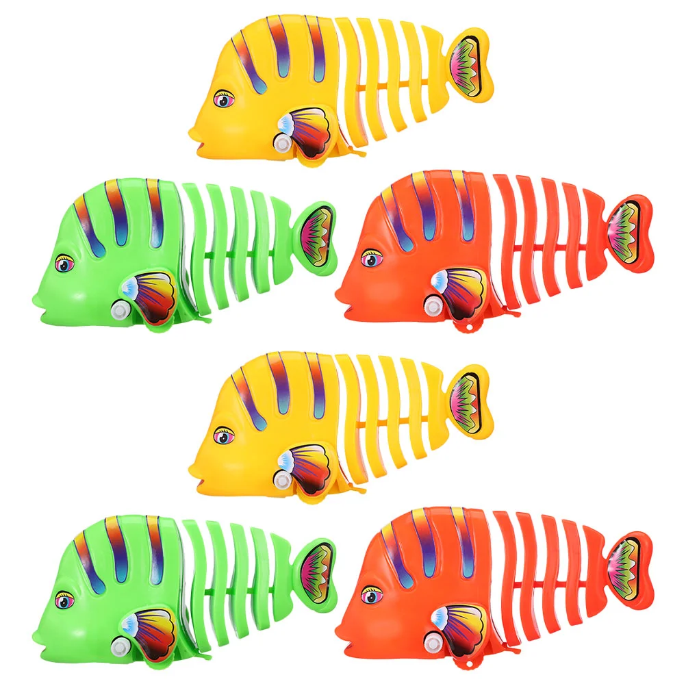 

6 Pcs Clockwork Rocker Fish Toy Wind Up Bath Toys Model Plastic Robot Child Kids