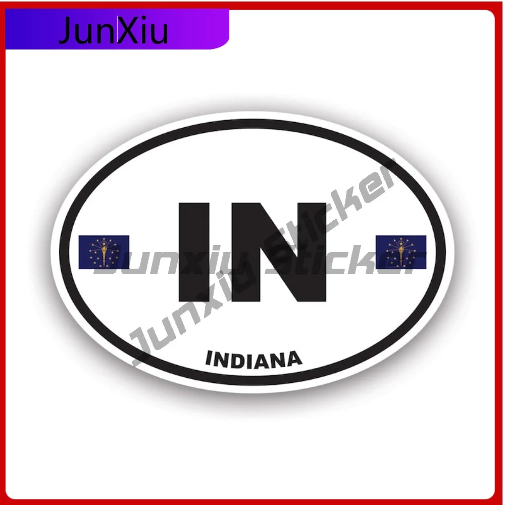 

Indiana Flag Oval Sticker Waterproof Outdoor Cute Bumper Waterproof Vinyl Decal For Campers Decor Fun High Quality Creative