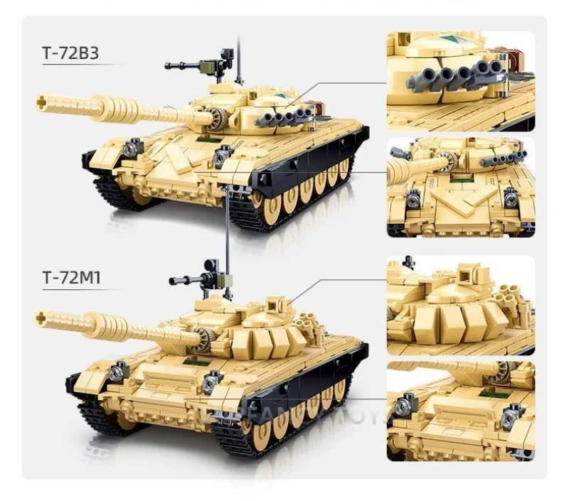 770PCS ARMY T-72B3 Dual Variabele Gevechtstank Bricks Voertuig Wapen Creatieve Bouwstenen Educatief Kinderen Nieuwjaar Gift