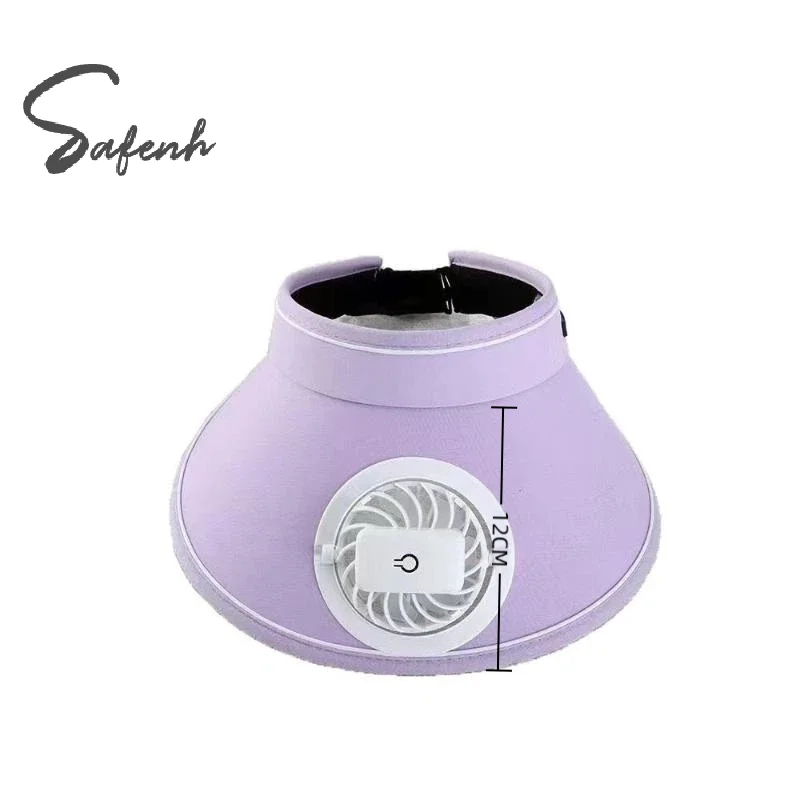 Wide Brim Sun Hat With Fan Breathable Solar Powered Fan Outdoor Visor Hat Empty Top Sunshade Beach Sunshade Hat Women