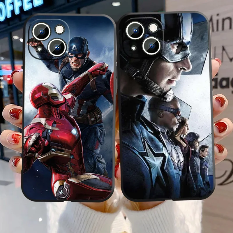 マーベルキャプテンアメリカ携帯電話ケース,iphone用ソフトブラック
