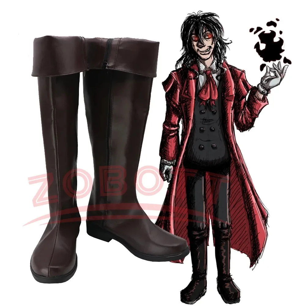 

Hellsing Alucard Cosplay Party Shoes Anime Dark Brown Boots Long Dark Brown Boots Custom Made For Women Men Halloween Cos Props