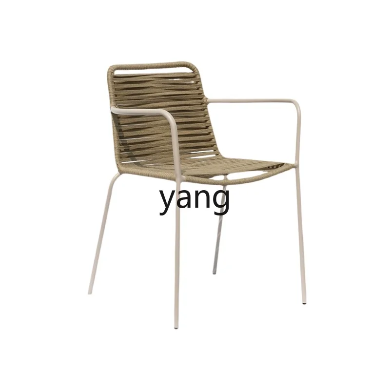 

LMM restaurant casual tables and chairs aluminum alloy courtyard balcony rattan chairs can be stacked
