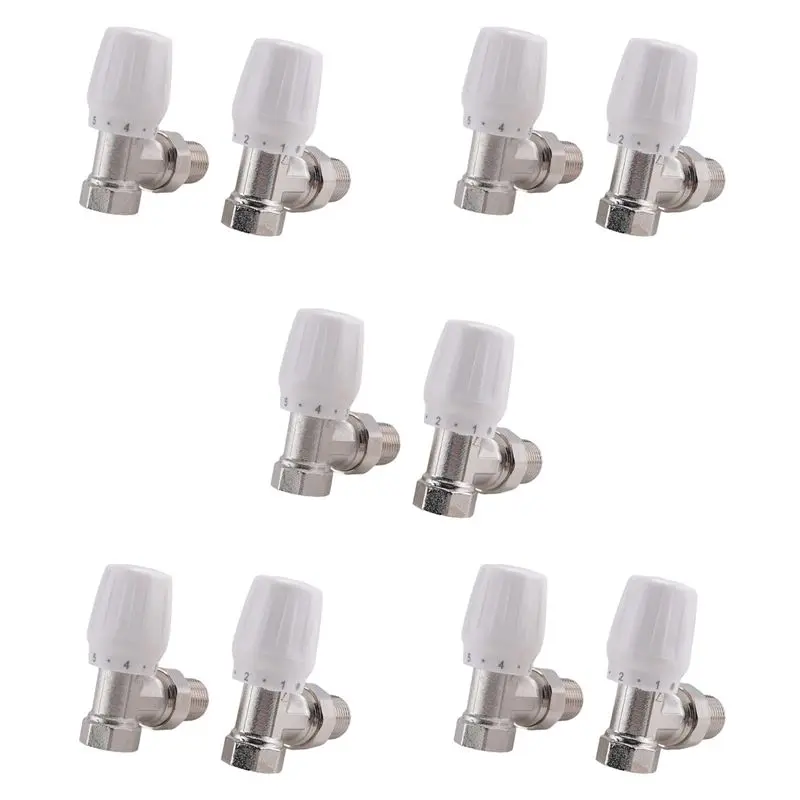 

Термостатический радиаторный клапан ABJN, 10 шт., 15 мм x 1/2 дюйма, термостатический угловой клапан TRV для дома и офиса