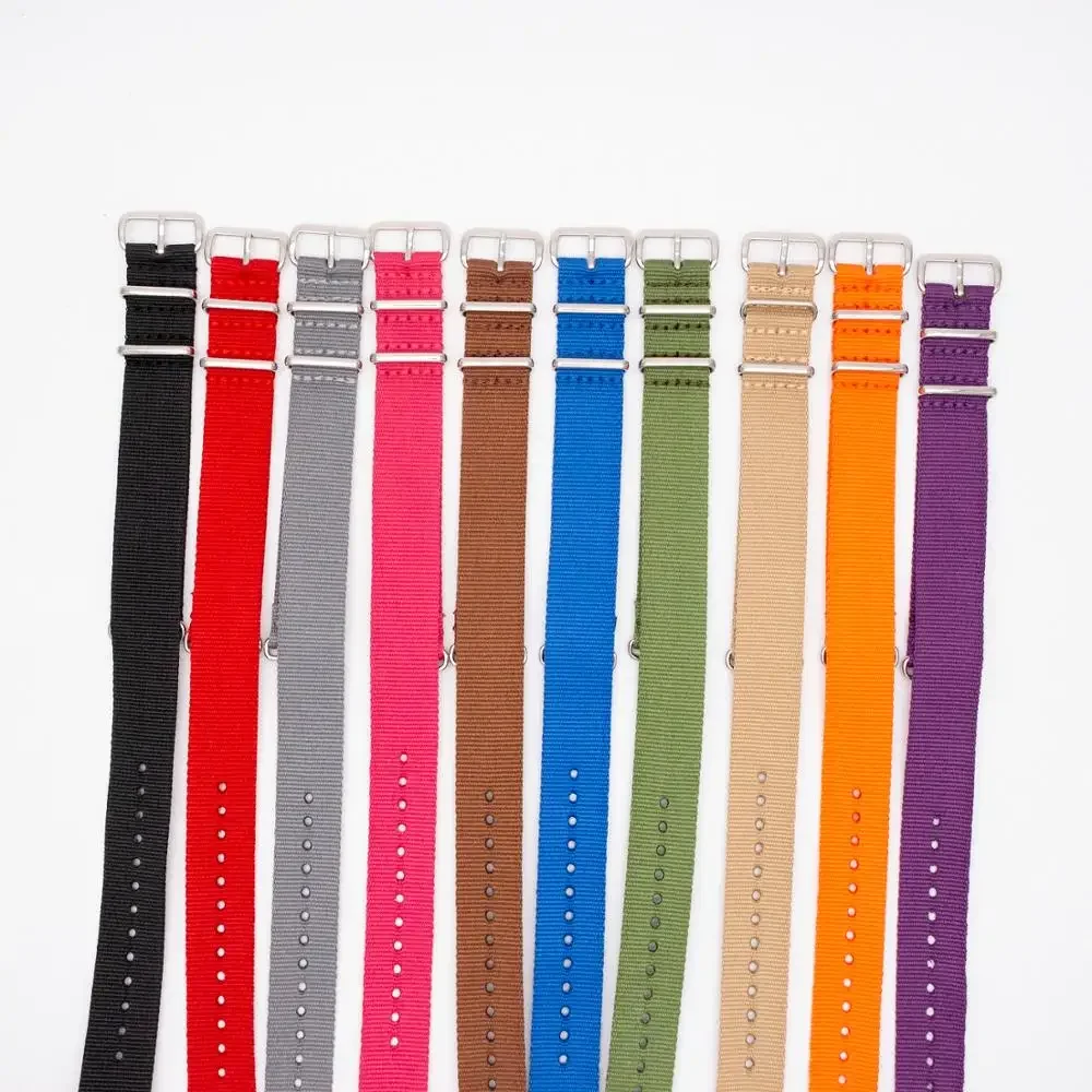 Fashion Watchband Stripe Replacement Men Women Nylon Watch Band With Silver Pin Buckle 18MM 20MM 22MM 24MM Quick Release Strap