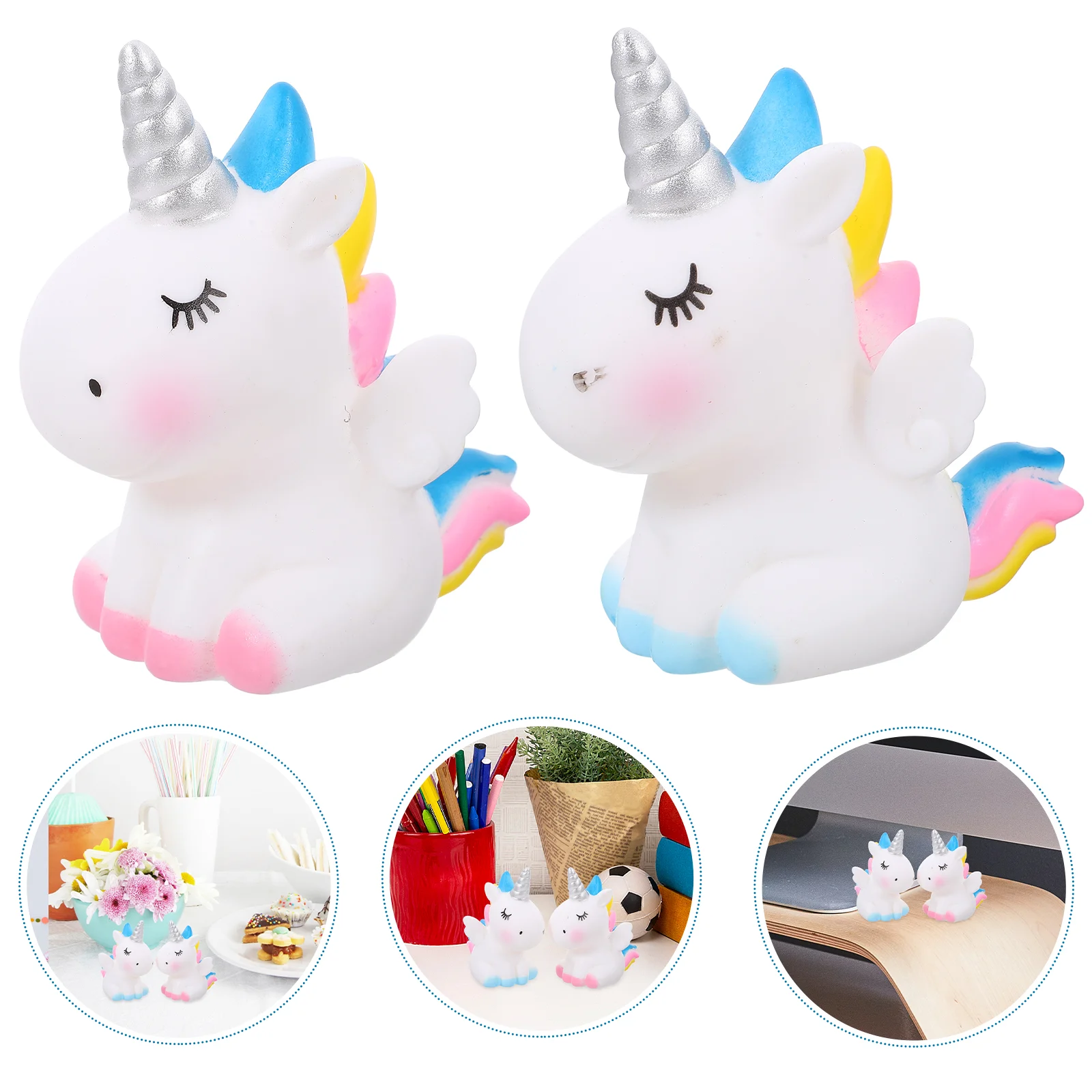 

2 Pcs Cartoon Ornament Desktop Crafts Decoration Shake Your Head Unicorn Cake Baking