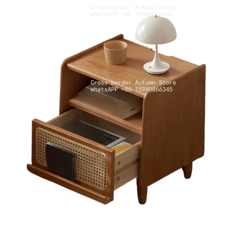 Chinese Vintage Nightstands Simple Rustic Mid Century Classic Nightstands Bedroom Hidden Storage Meubles De Chambre Furniture