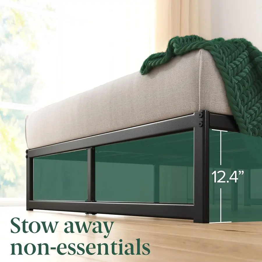 Estrutura de Cama Plataforma ABEL de 14 Polegadas, Suporte de Ripas de Aço, Montagem Fácil, Sem Necessidade de Box Spring, Embalagem Ecológica WonderBoxTM, Bl