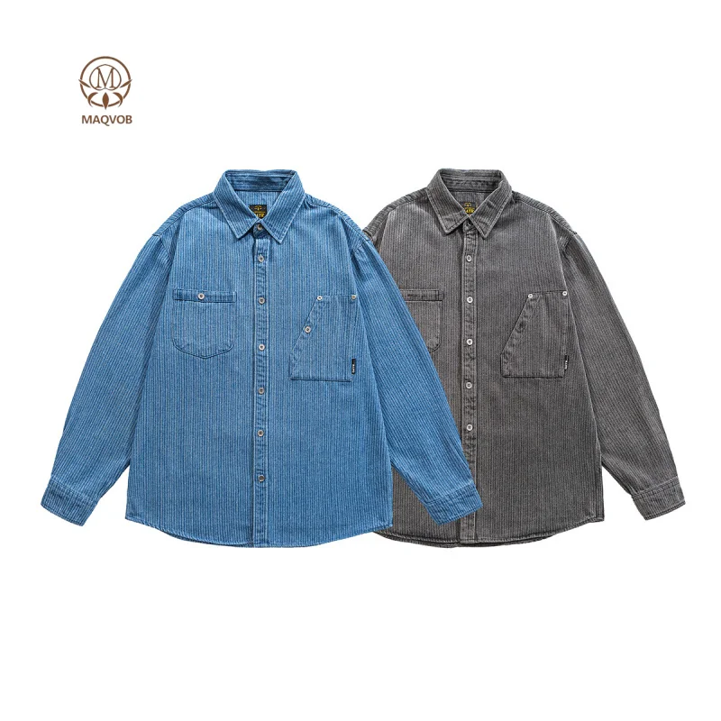 

MAQVOB Европейский размер США, высокое качество, уличная одежда, джинсовая рубашка, мужская повседневная вельветовая рубашка на пуговицах с длинными рукавами в стиле вестерн