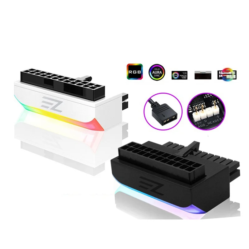 Exquisite-1Set 5V Synchronized 24 Pin Turn Header Computer Motherboard 24P To 90° Connector Atx Power Supply ,B