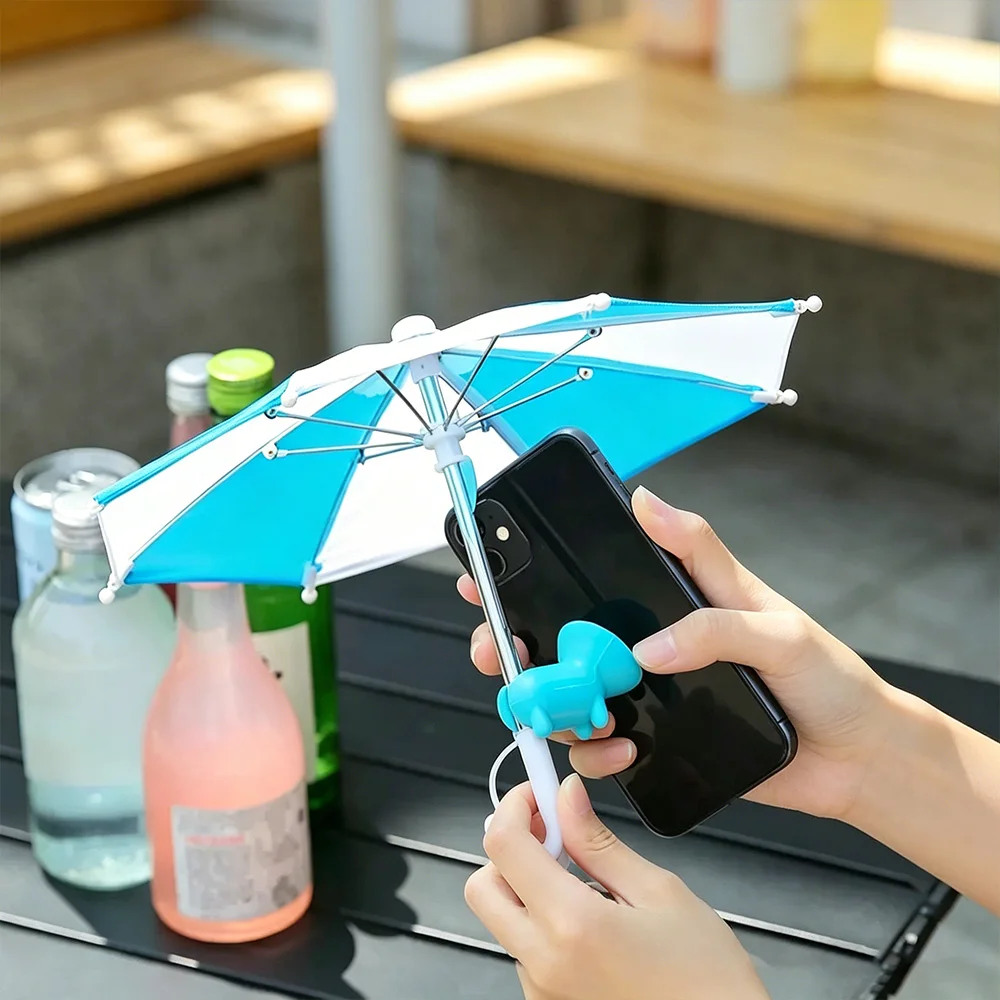 Mini Phone Umbrella, Waterproof Sun Shade Cover, Universal Portable Phone Holder for Outdoor Live Streaming & Car Use - view 2
