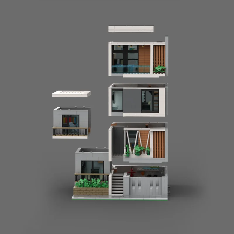 3031 pièces Moc moderne luxe maison de ville bricolage blocs de construction-sophistiqué Architecture 3D éducation modèle cadeau