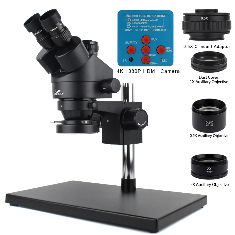 48MP 4K 1080P HDMI USB Video Camera Simul-Focal 3.5X-90X Continuous Zoom Stereo Trinocular Microscope CTV Adapter Barlow Lens