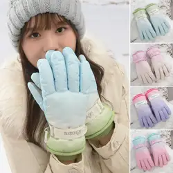 Guantes de esquí para mujer, 1 par de guantes gruesos de Color brillante para pantalla táctil Popular de invierno para exteriores