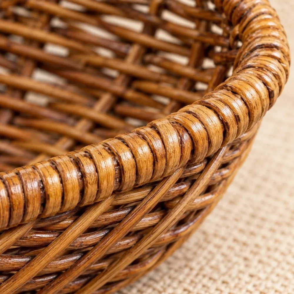 High Quality Hand-woven Small Dustpan Plastic 3 Sizes Imitation Rattan Wicker Oval Storage Box Cosmetic House Kitchen Supplies