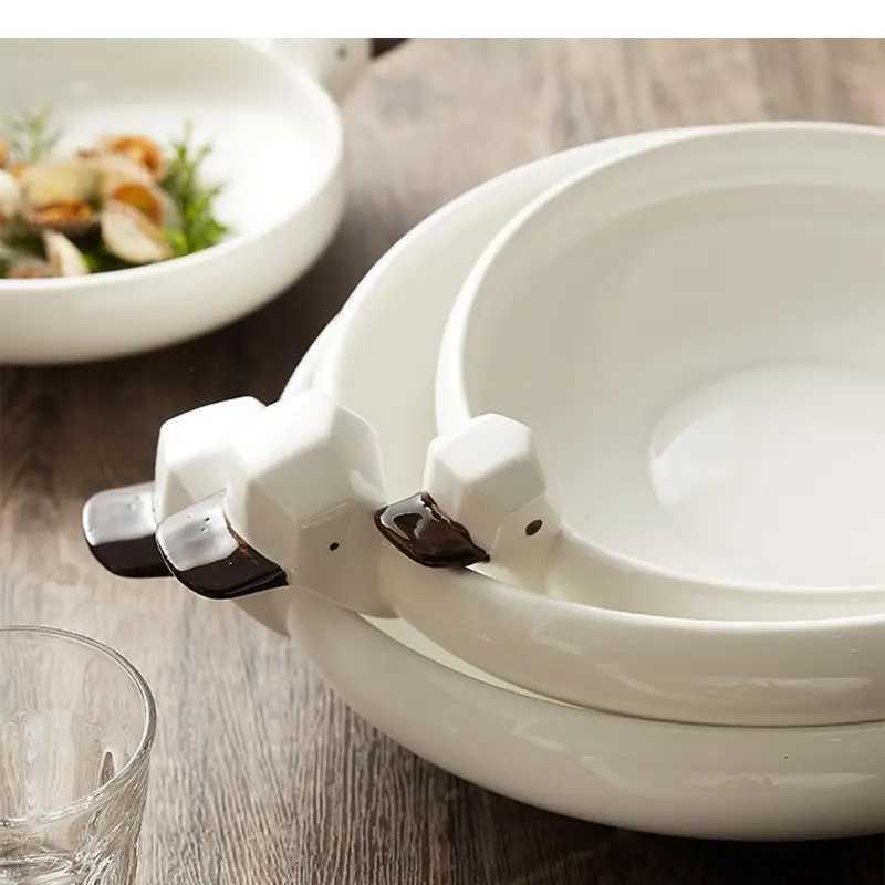 Ceramic Noodle Ramen Bowl Cute Animal Shape Fruit Salad Soup Basin Home Kitchen Tableware Cooking Plate Snack Dessert