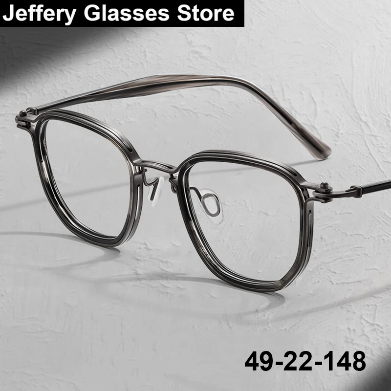 

Fashion Vintage Men Oversize Square Glasses Frame RLT5865 Titanium Acetate Brand Design Ultralight Eyewear 150mm Big Face Gafas