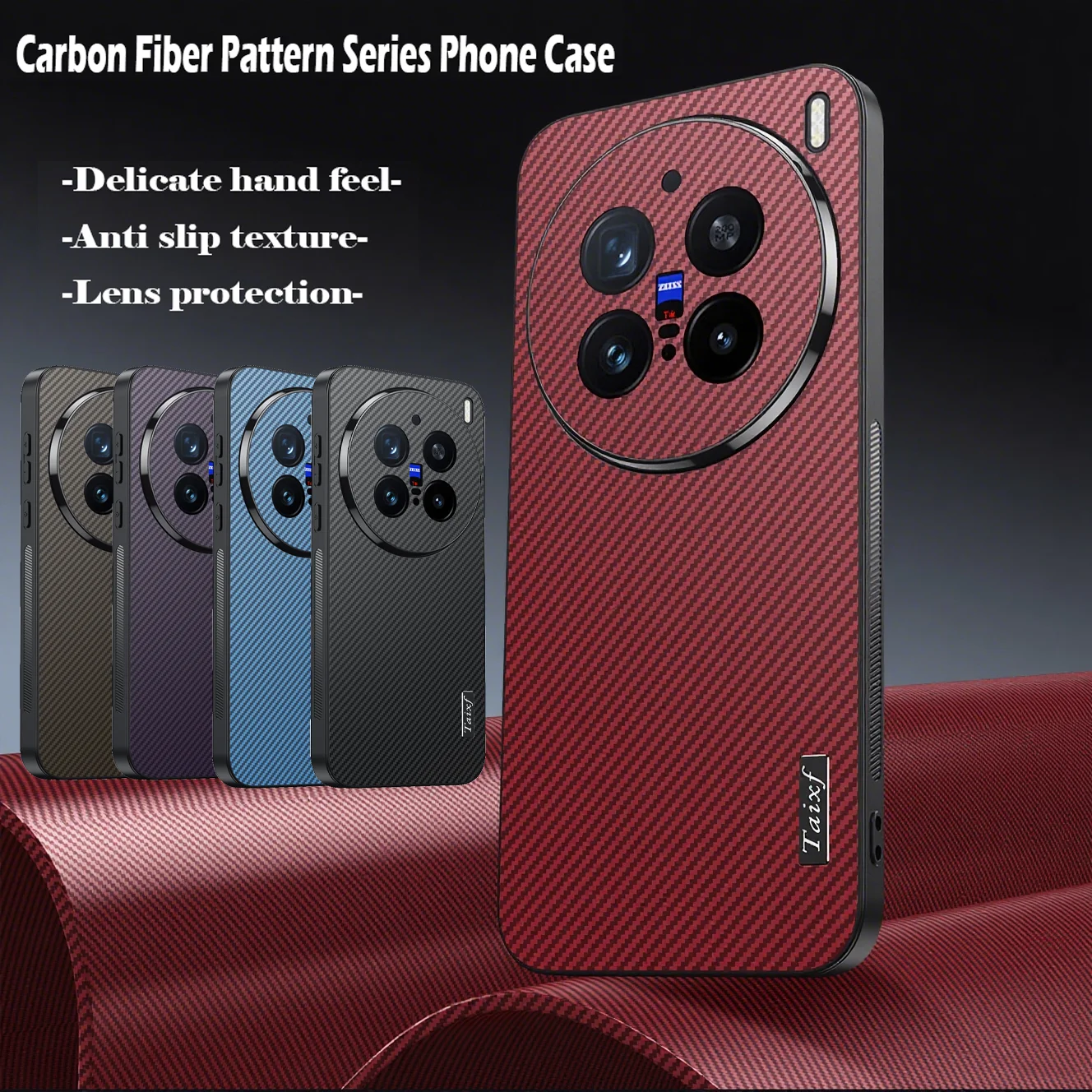 Casing Ponsel Gaya Bisnis Pola Serat Karbon untuk Vivo X200 Pro X200 Ultra X200s X200 Pelindung Lensa Penutup Belakang Tahan Benturan