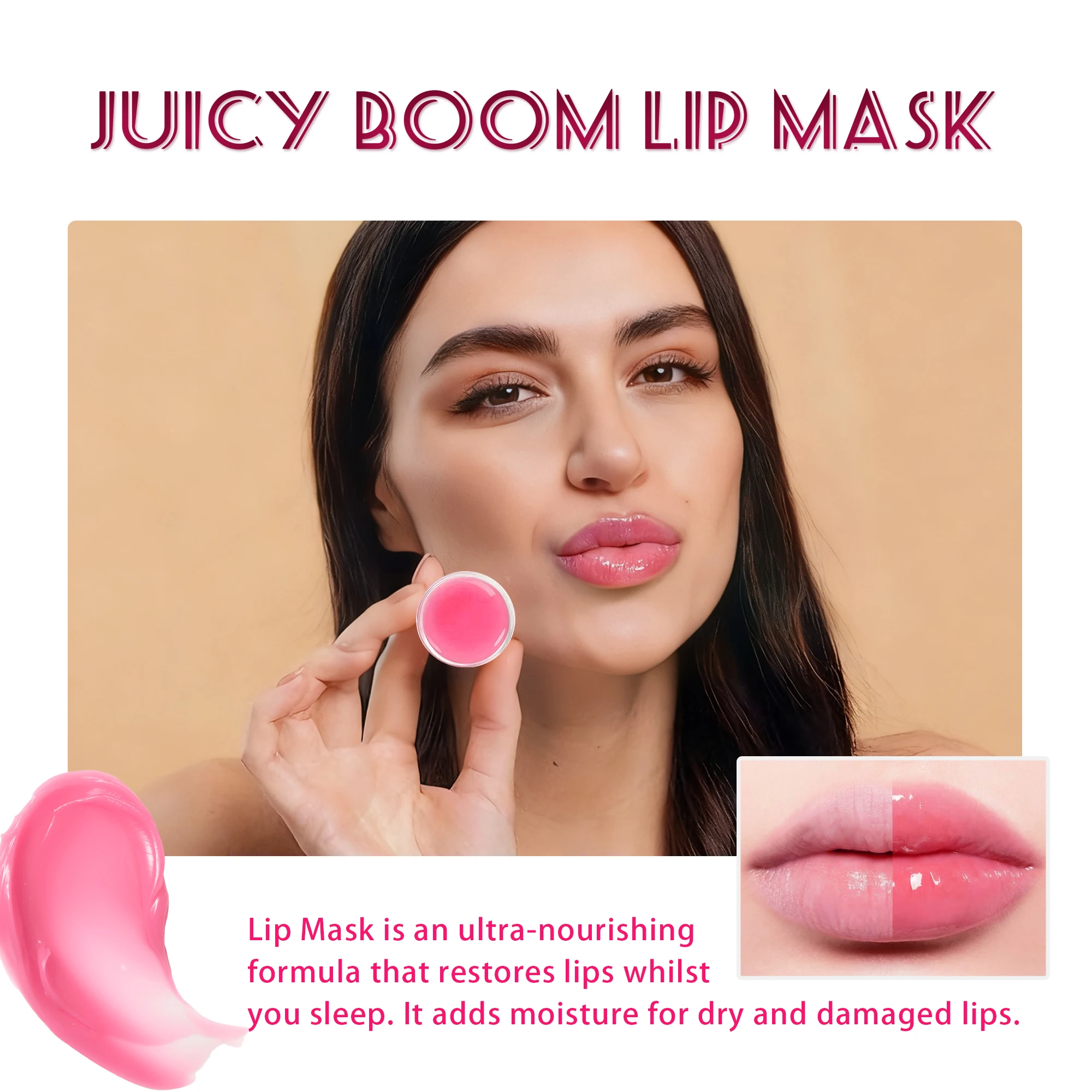 Set per la cura delle labbra da 3 pezzi/Maschera per labbra/Olio/Scrub, Colorato, per linee e imperfezioni delle labbra, idratante e lucida, cosmetici per la cura delle labbra