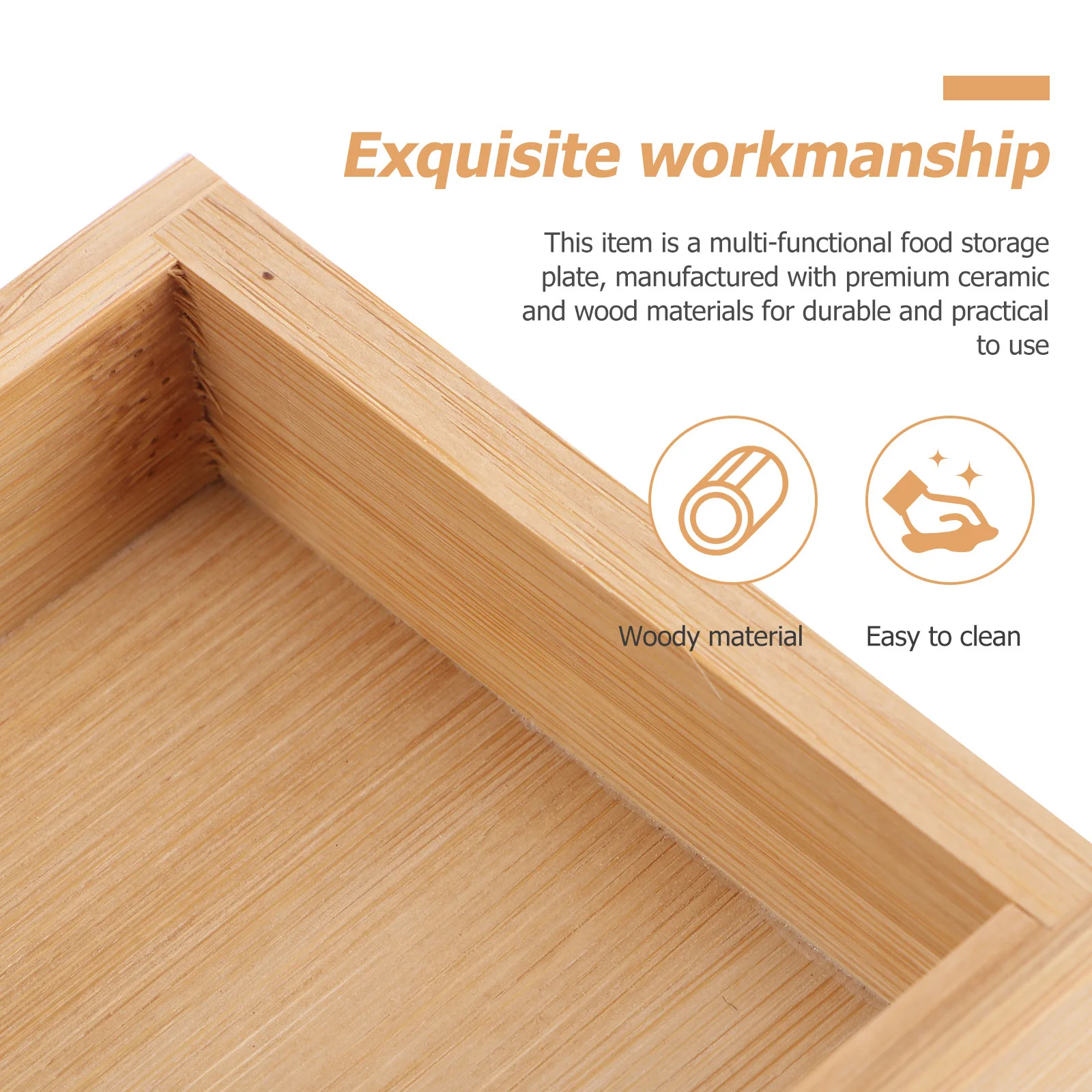 

1Set Ceramic Wood Fruit Plate Snack Dish Multi Functional Food Storage Tray Dried Fruit Serving Platter Portable Container