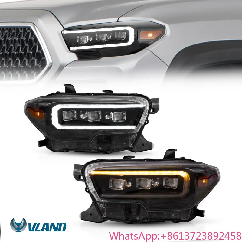 

VLAND Full LED Headlights Car Front Lamp Assembly Welcome and Breathing Headlights 2015-2020 for Toyota Tacoma Headlight
