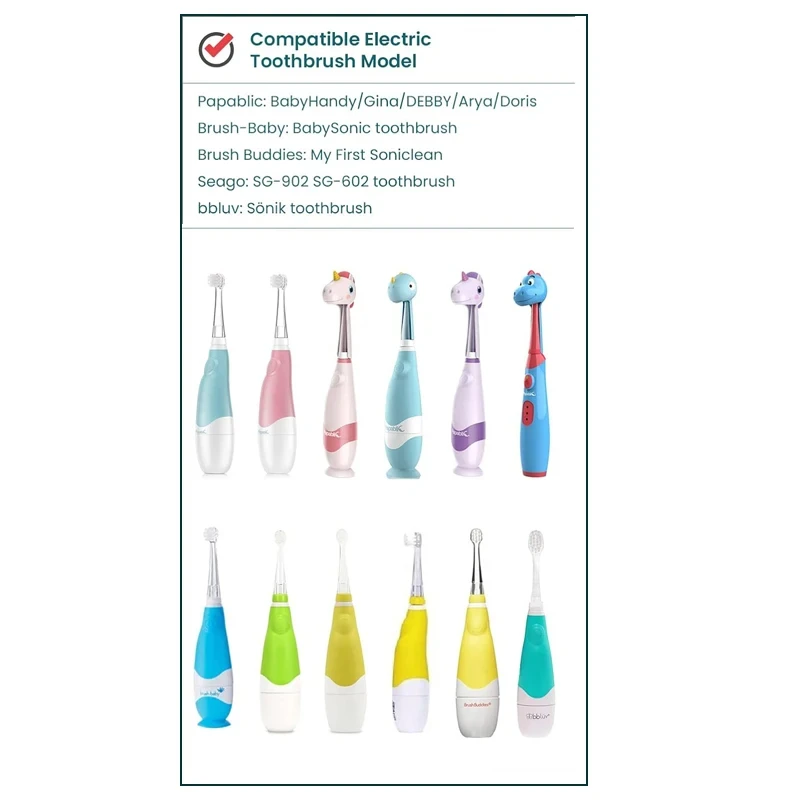 Toothbrush Replacement Heads for Seago SG902/SG602 Electric Toothbrush Heads 0-3 Years Toddler Baby Oral Hygiene Care Soft Dupon