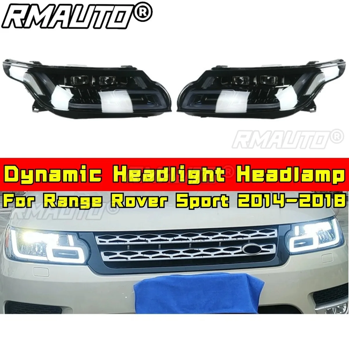 Dynamic Headlight Headlamp Daytime Running Light Low High Beam Chin Body Kit For Range Rover Sport 2014-2018 Car Accessories