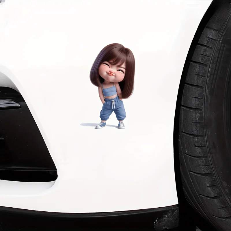 Kawaii Playful Girl Cartoon Sticker Vinyl Decal Removable Cute Character For Car Motorcycle Laptop Wall Decoration