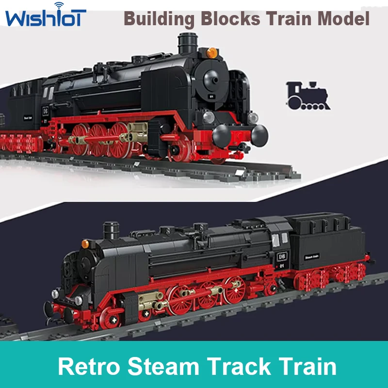 

1173 шт. модель поезда ретро креативные паровые строительные блоки город железная дорога поезд собрать кирпичи украшения детские подарки