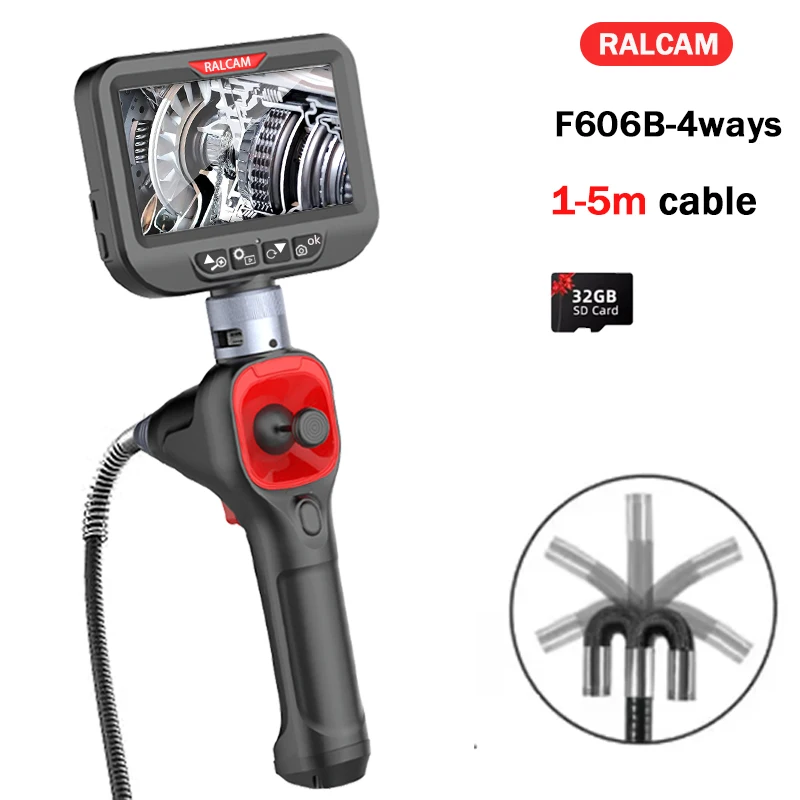 

Ralcam 360° Articulating Borescope 6.2mm IP67 Probe 4 Ways IPS Automotive Endoscope Inspection Camera with LED Lights 1.5m Cable