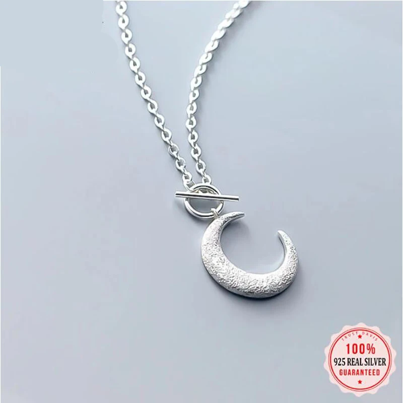 Luxury 925 Sterling Silver Sweet Frosted Moon Round Stick Pendant Girls Love Gift For Women Necklaces Jewelry DB1346