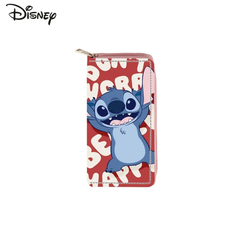 Stitch New Women's Long Wallet Fashionable High Quality PU Men's Card Bag Storage Cartoon Versatile Multi Functional Zero Wallet