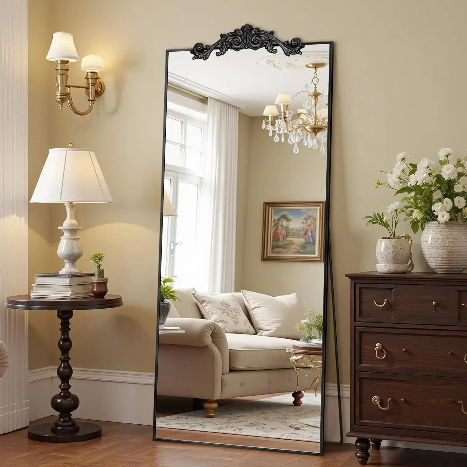 

Floor Standing Mirror 65 Inch 22 Inch Full Length For Bedroom Living Room Cloakroom Hallway Black