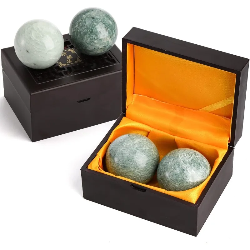 

Lyellfe Set of 4 Marble Stone Baoding Balls, 2 Inch Meditation Balls with Box, Chinese Health Exercise Massage Ball for Hands, S