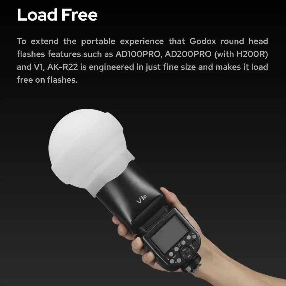  AK-R22 Silicone Soft Ball Diffuser for V1 V1Pro V100 V1mid V100Pro AD100Pro AD100Pro AD200Pro H200R Round Head Flash