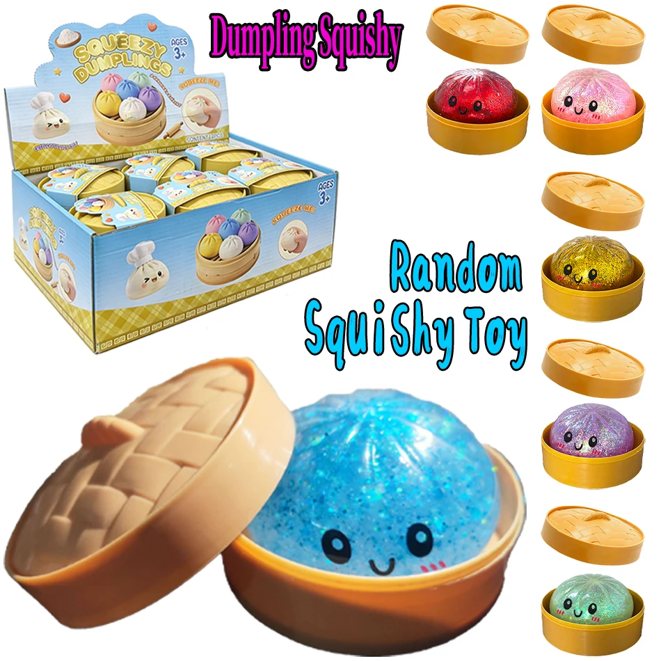 2026 Gran Venta Caja Sorpresa de Dumplings Brillantes, Squishy de Dumplings Brillantes con Caja, Juguete Sensorial de Apriete de Dumplings para Alivio del Estrés