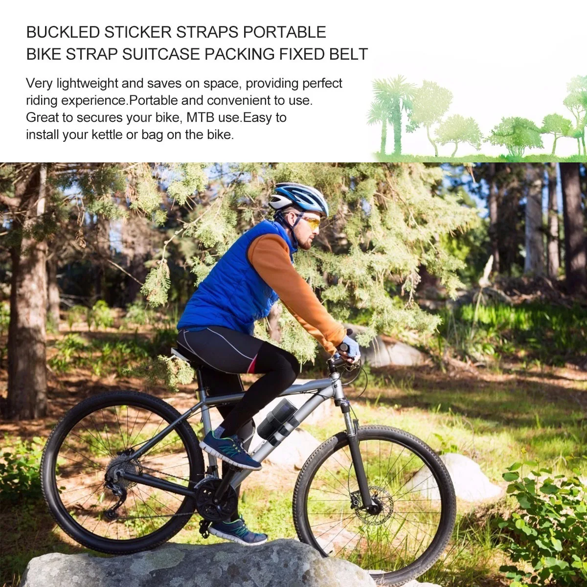 

1Pcs Buckled Sticker Lightweight Portable Bike Strap Durable Fixed Tape Bicycle Handlebar Security Strap Kettle Fastening Band