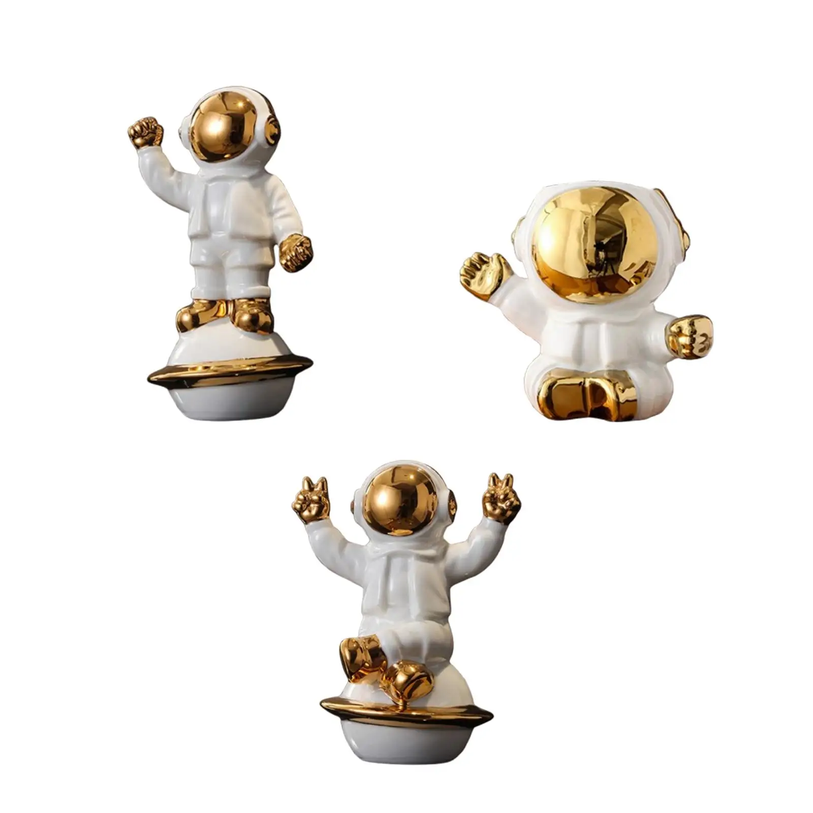 Ceramic Astronaut Sculpture Multipurpose Tabletop Ornament Decorative Figure Spaceman Statue for Livingroom Stylish Accessories