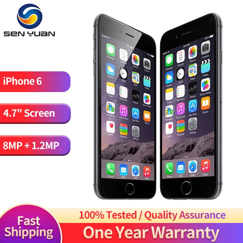 

Apple iPhone 6 16GB 64GB 128GB 4.7" Display IOS 3G WCDMA 4G LTE 8MP Camera 1G RAM WIFI GPS Used Mobile Phone