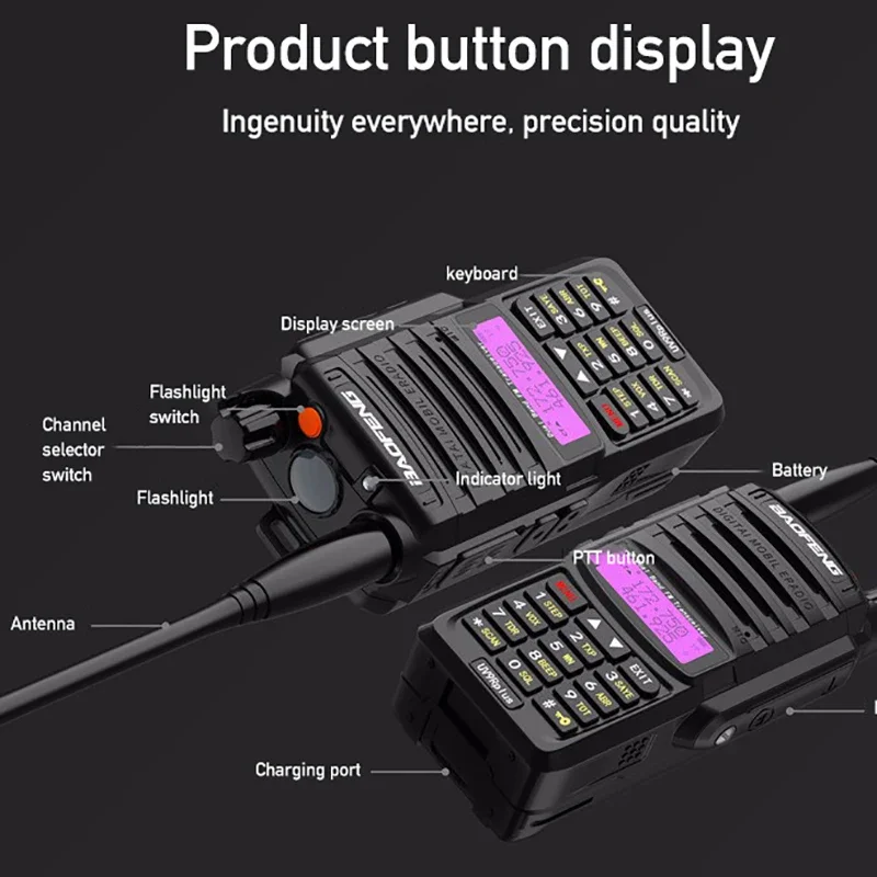 Baofeng UV-9R Plus Walkie Talkie impermeable banda Dual 10KM de largo alcance portátil VHF/UHF transceptor CB caza Ham Radio
