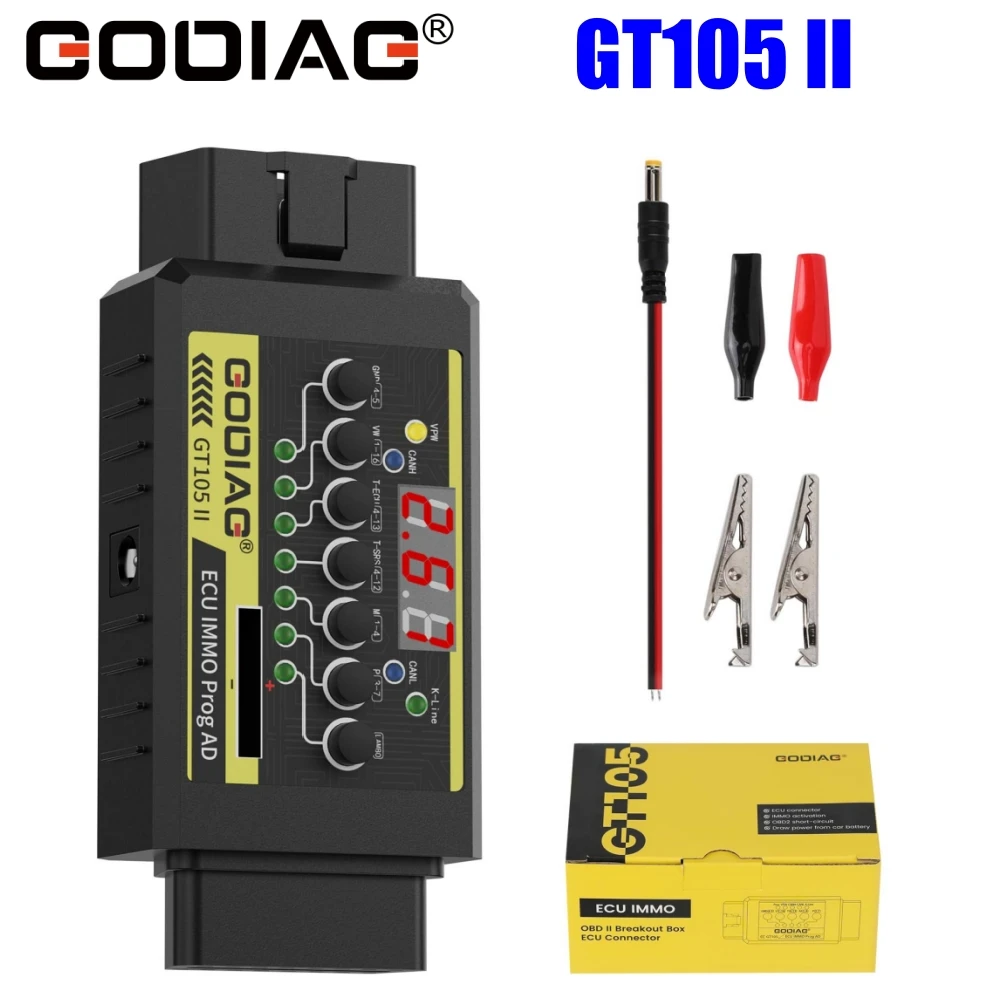 GODIAG GT105 II ECU Connector support Display Vehicle Voltage Car Battery Voltage Lower Than 11V Alarm Prompt