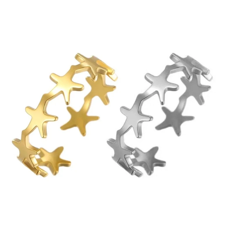 573B Practical Star Open Rings Fashion Finger Rings Stainless Steel Texture Suitable for Fashion Enthusiasts Present
