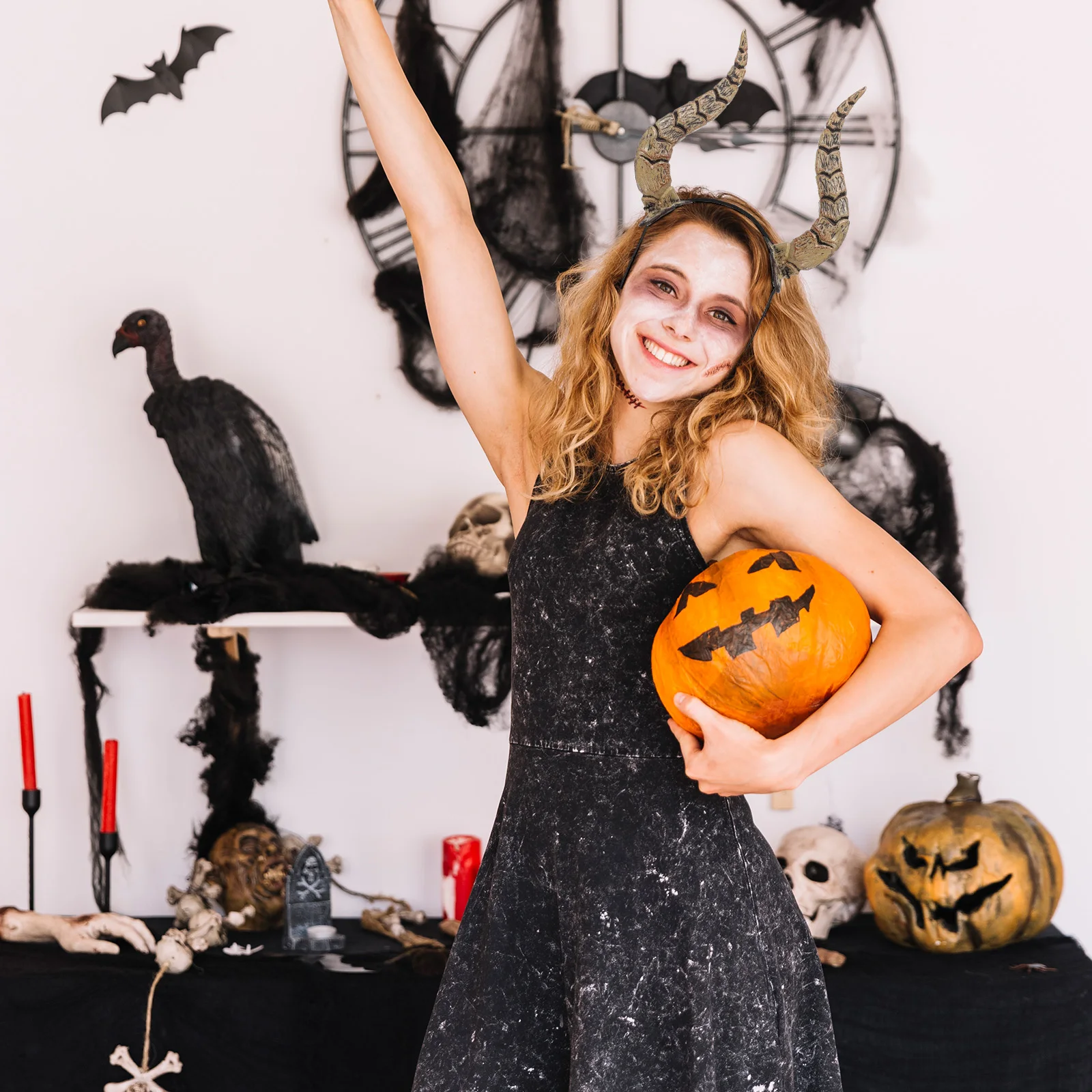 Diadema de cuerno de animal, diadema de cuerno para fiesta de baile, decoración de Halloween, Cosplay al aire libre, decoraciones de disfraz de vampiro para niños