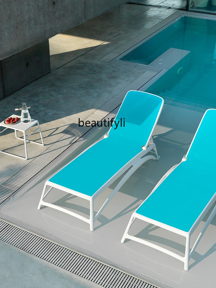 Modern Minimalist Outdoor Pool Bed Beach Chair Hotel Beach Bed Waterproof and Sun Protection Lounge Chair