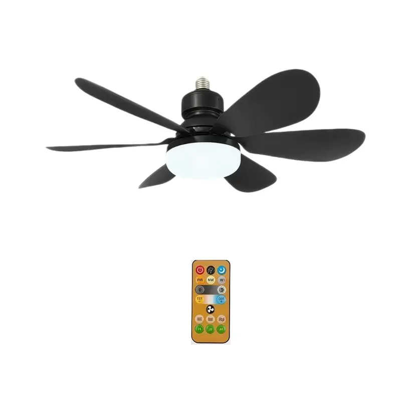 A74U Ceiling Fan With Light E27 52CM Fan Light With Remote Control Super Quiet Socket Ceiling Fan For Home Lighting